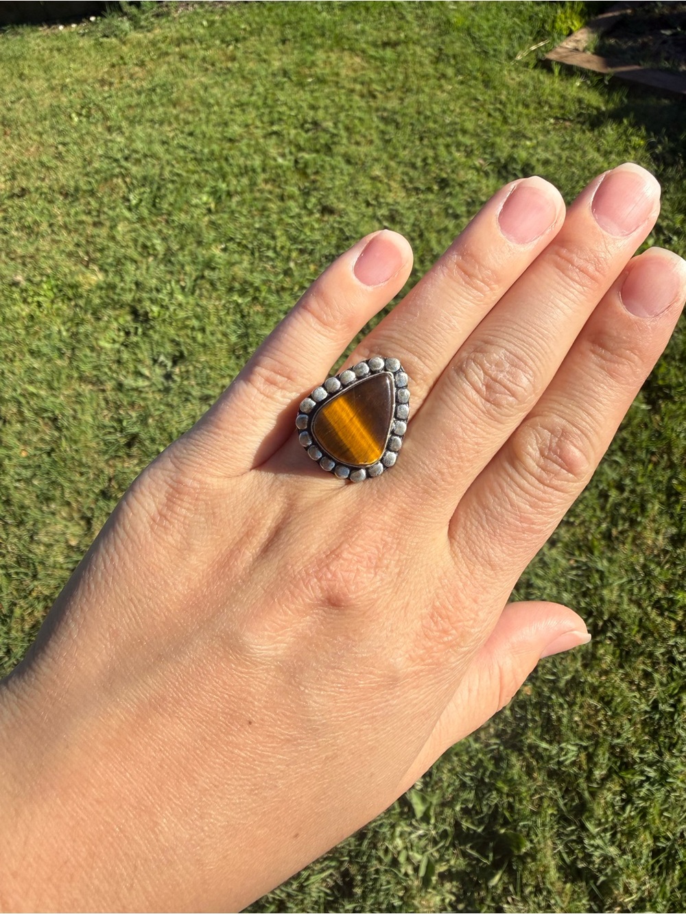 Sterling Silver Teardrop Tiger's Eye Ring